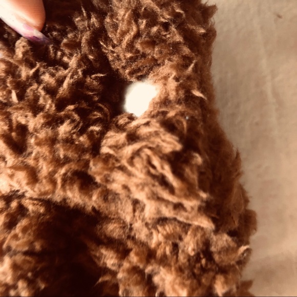 NWOT Brown Zip Half Placket Teddy Sweatshirt M - Picture 7 of 9